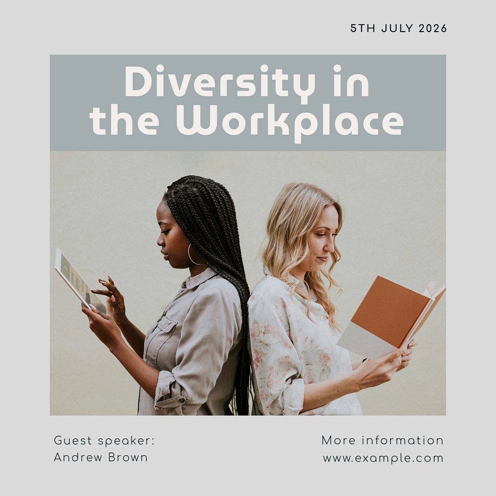 Diversity in workplace Instagram post template, editable text