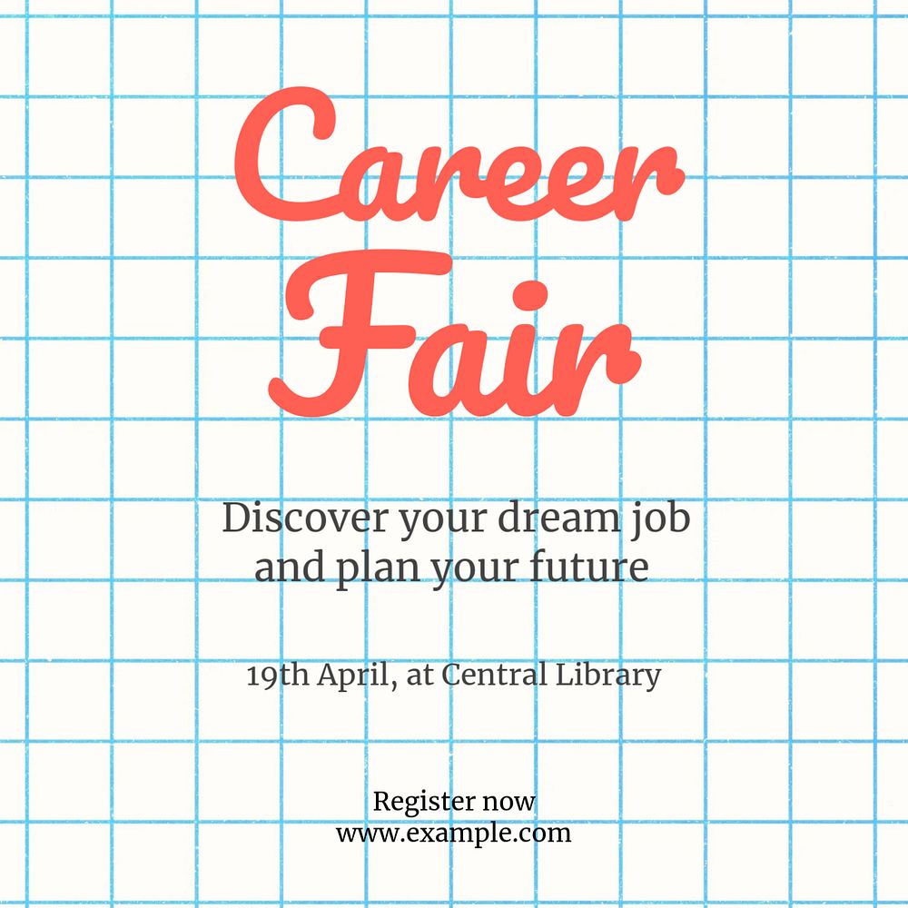 Career fair Instagram post template, editable text