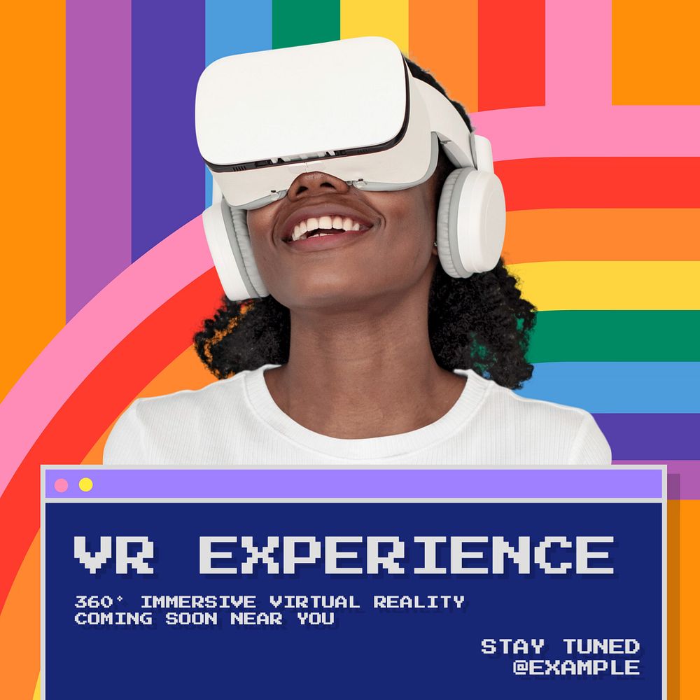 VR experience Instagram post template, editable text