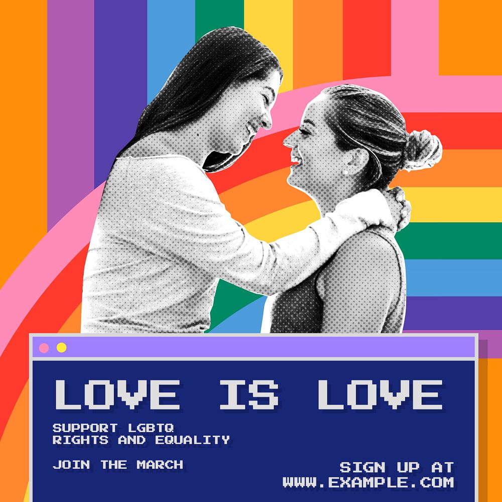 Love is love Instagram post template, editable text