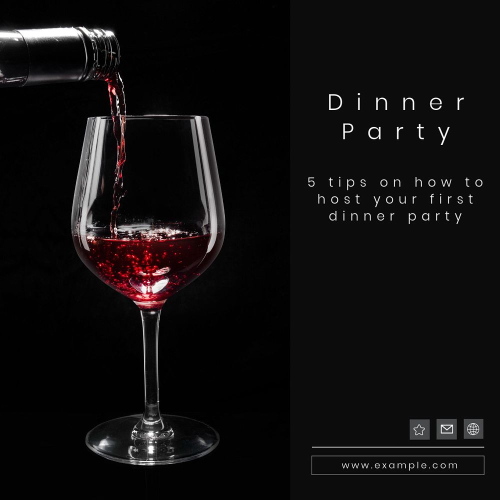 Dinner party Instagram post template, editable text