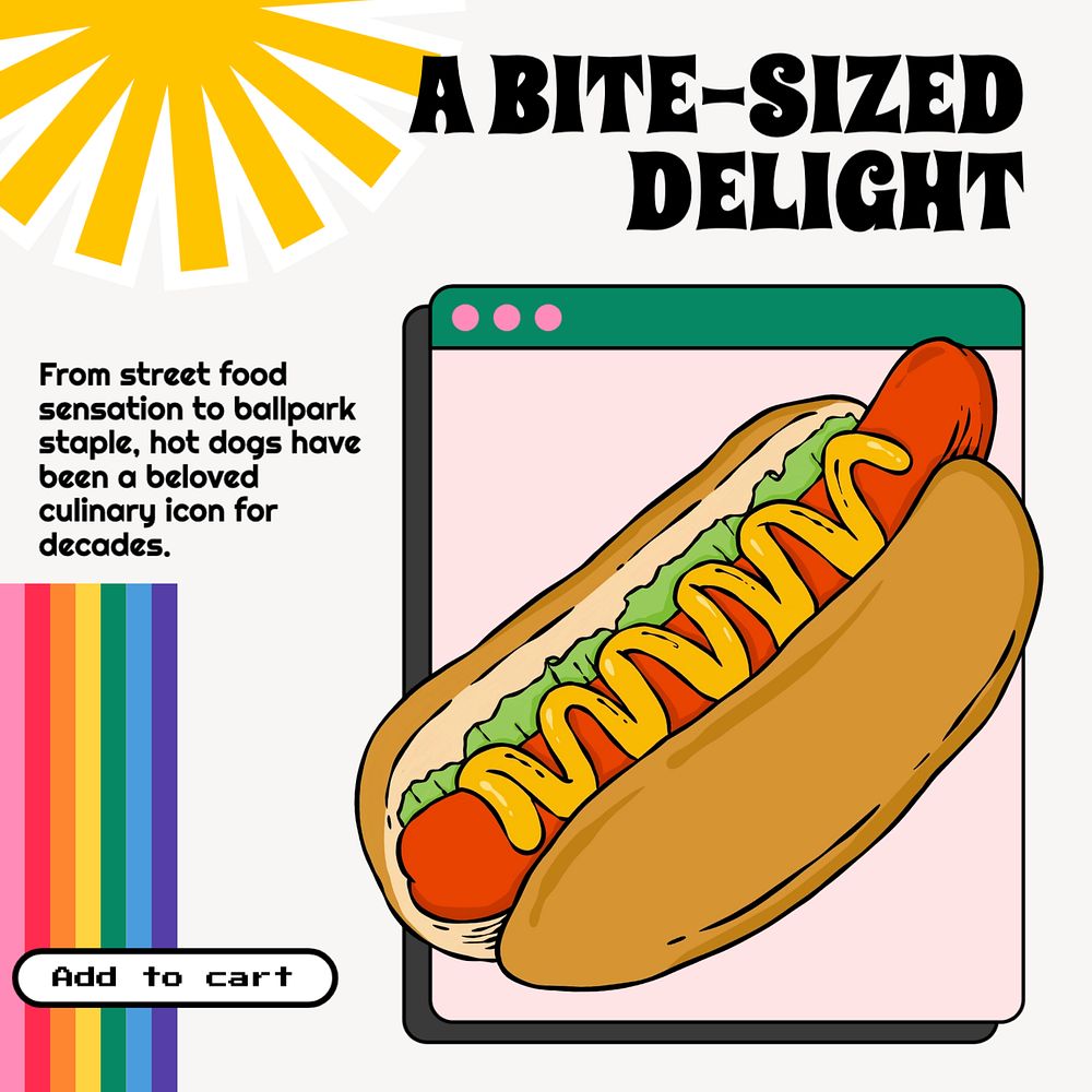 Hot dog Instagram post template, editable text