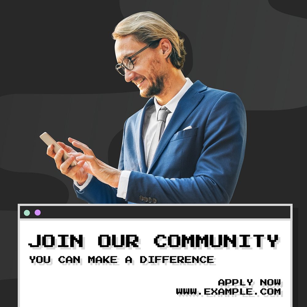 Join our community Instagram post template, editable text