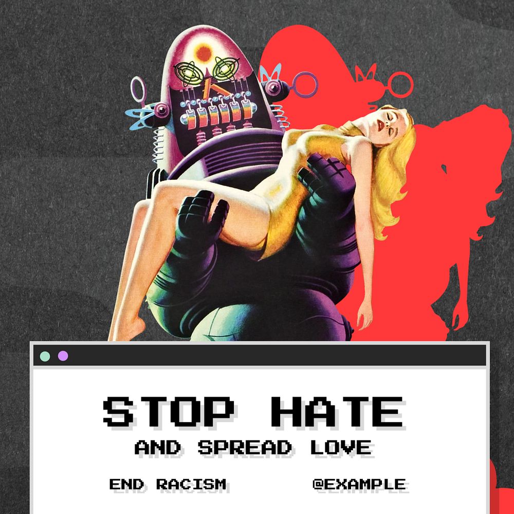 Stop hate Instagram post template, editable text