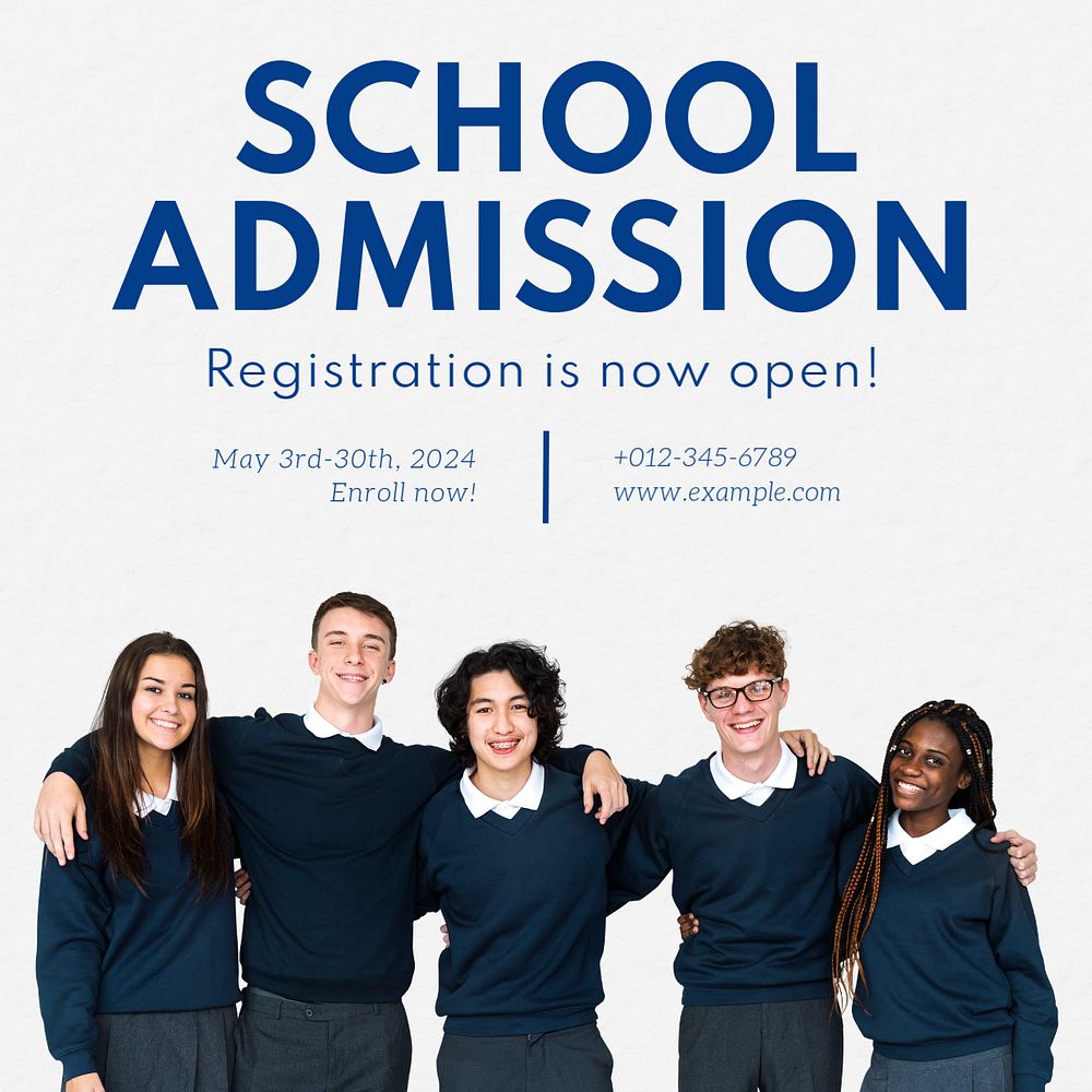 School admission Instagram post template, editable text