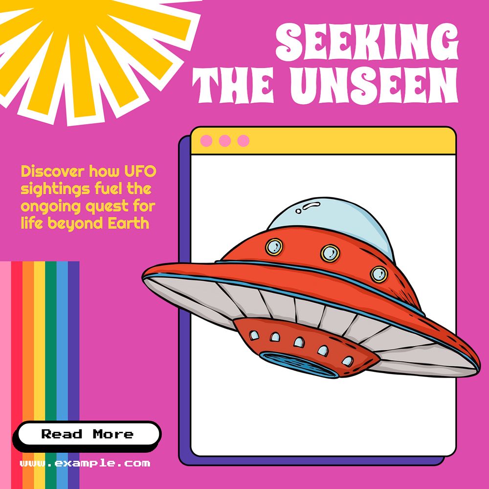 UFO sightings Instagram post template, editable text