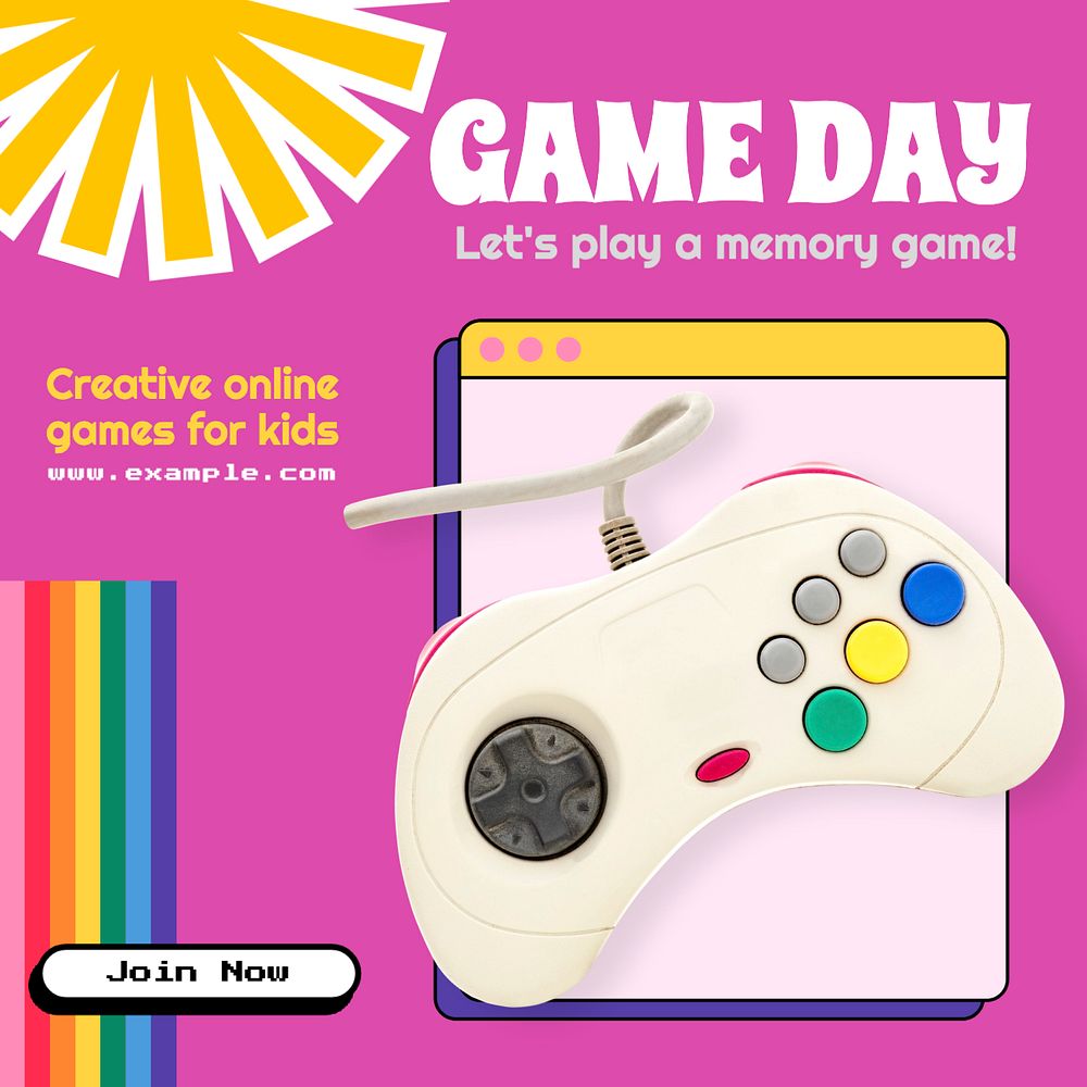 Kids game Instagram post template, editable text