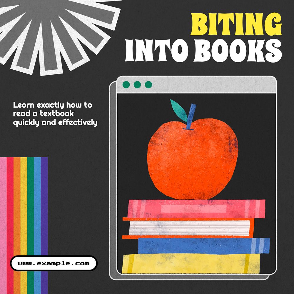 Reading textbooks Instagram post template, editable text