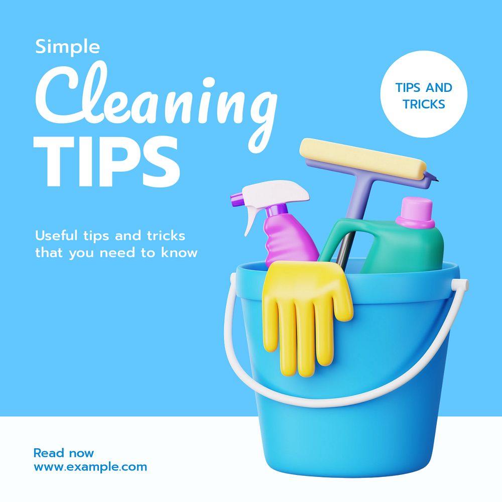 Cleaning tips Instagram post template, editable text