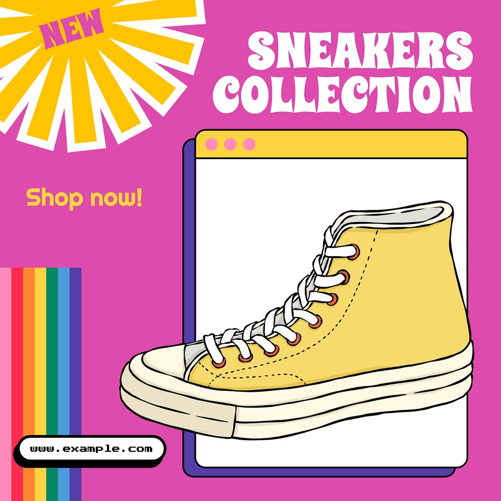 New sneakers collection Instagram post template, editable text