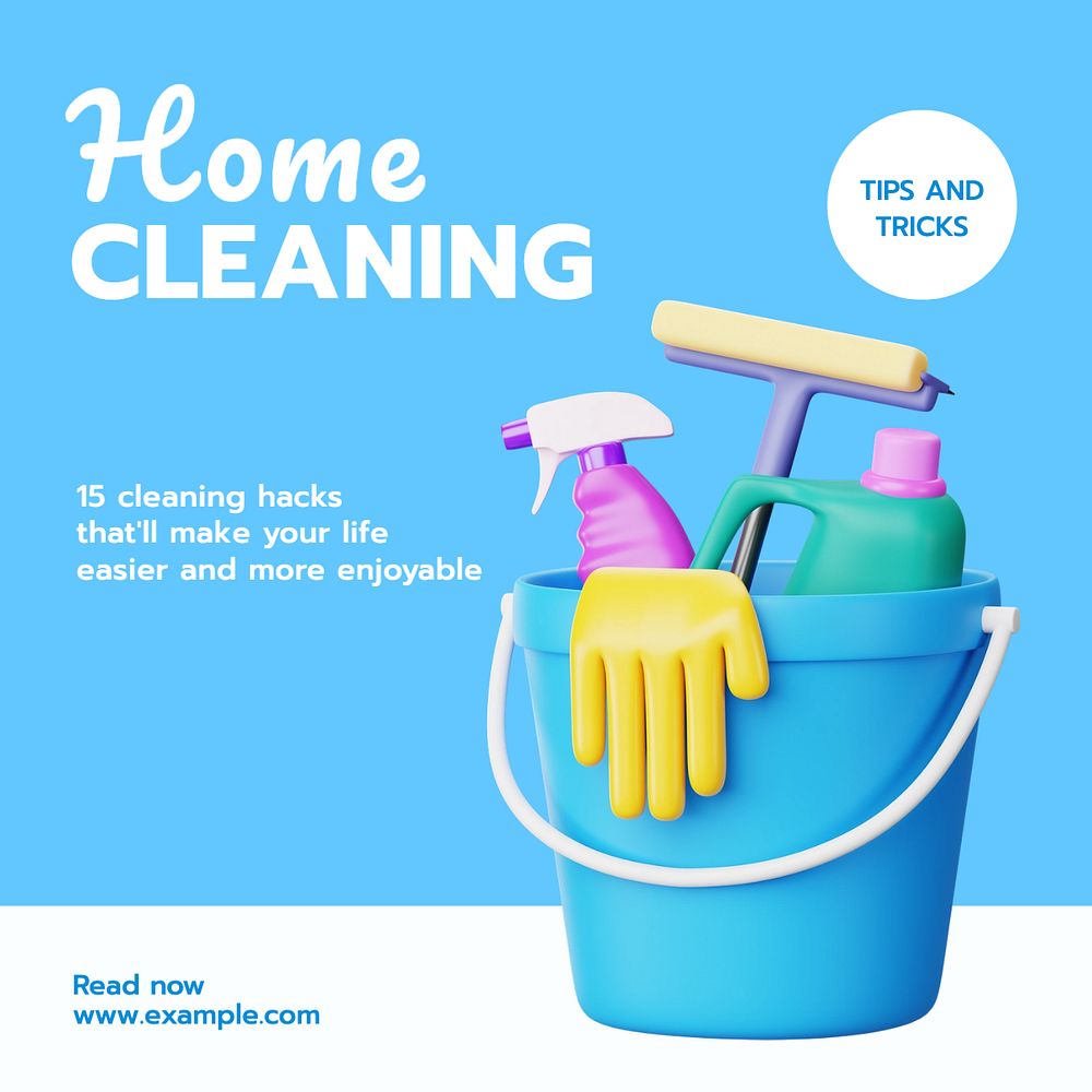 Home cleaning Instagram post template, editable text