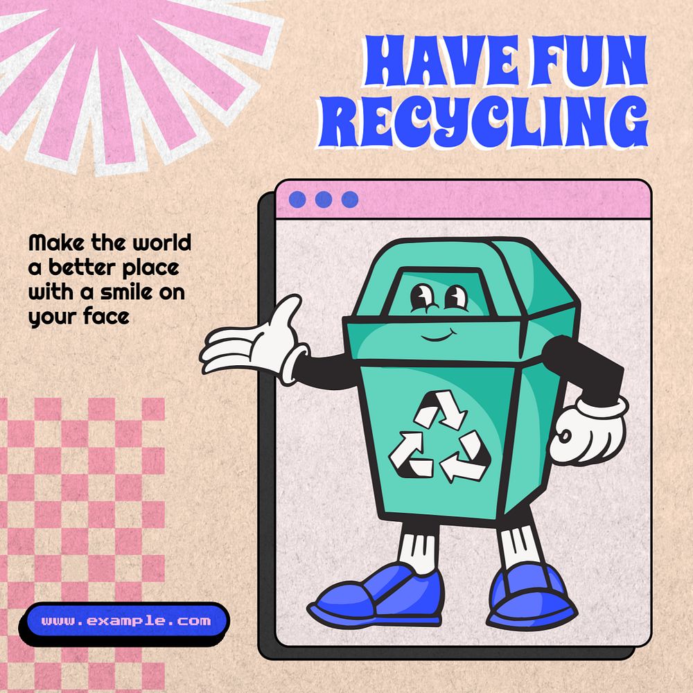 Fun recycling Instagram post template, editable text