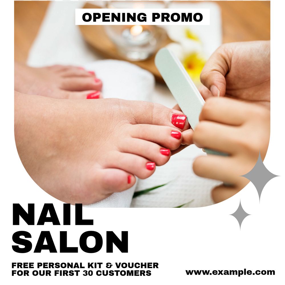 Nail salon Instagram post template, editable text