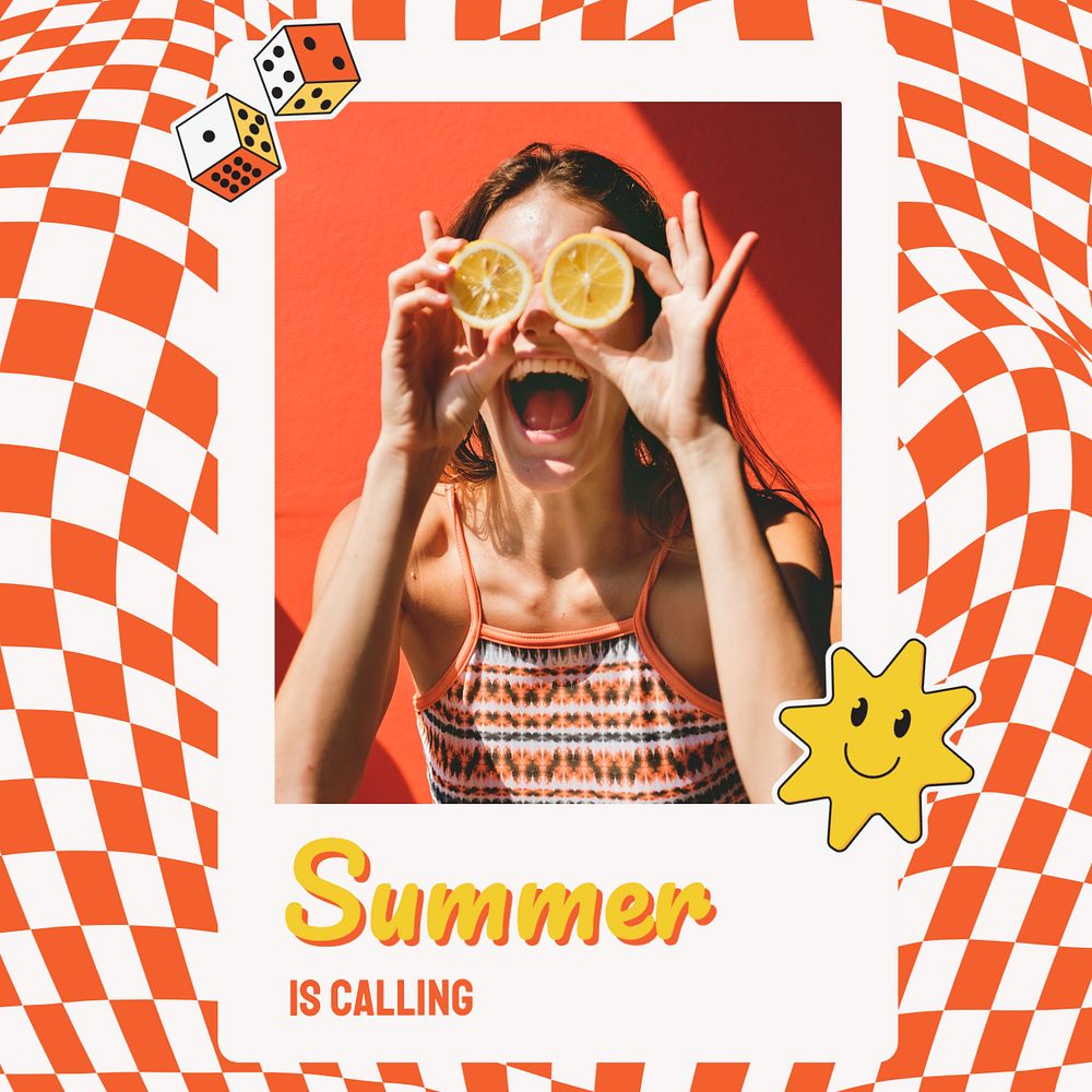 Summer Instagram post template, editable text