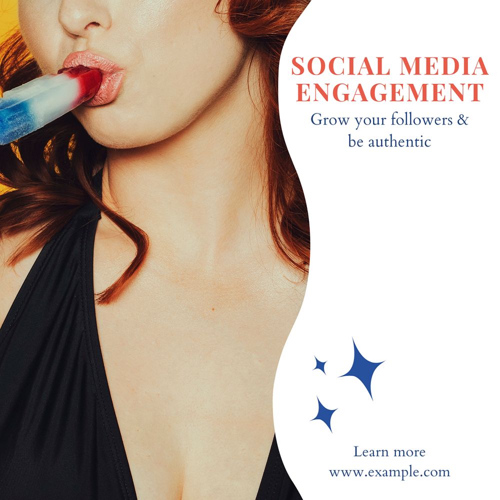 Social media engagement Instagram post template, editable text