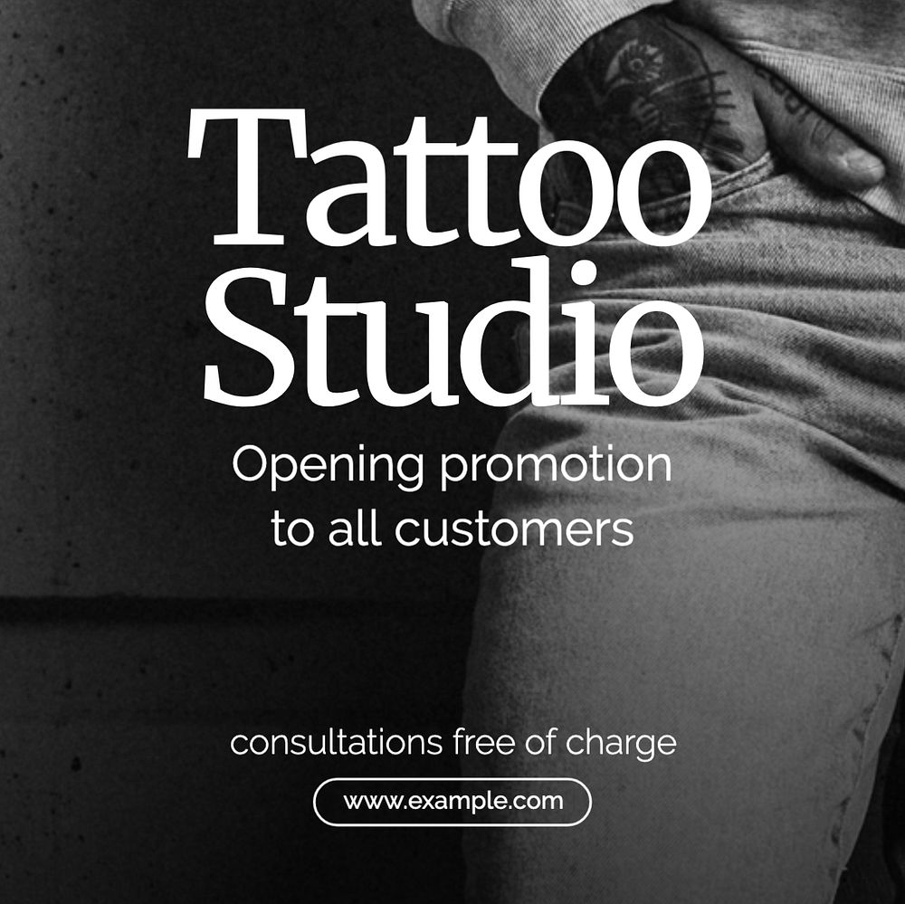 Tattoo studio Instagram post template, editable text