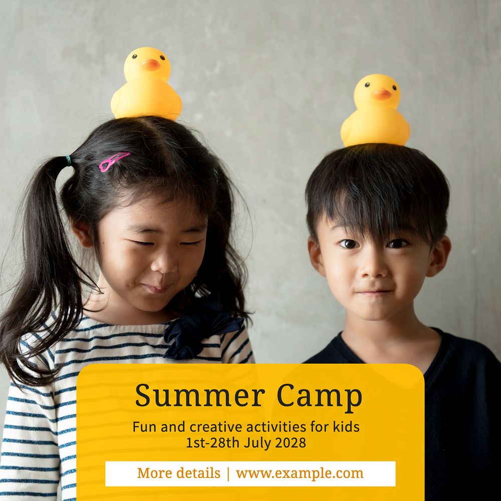 Summer camp Instagram post template, editable text