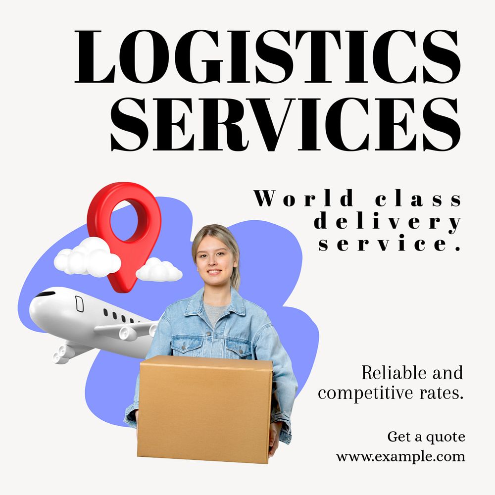 Logistic services Instagram post template, editable text