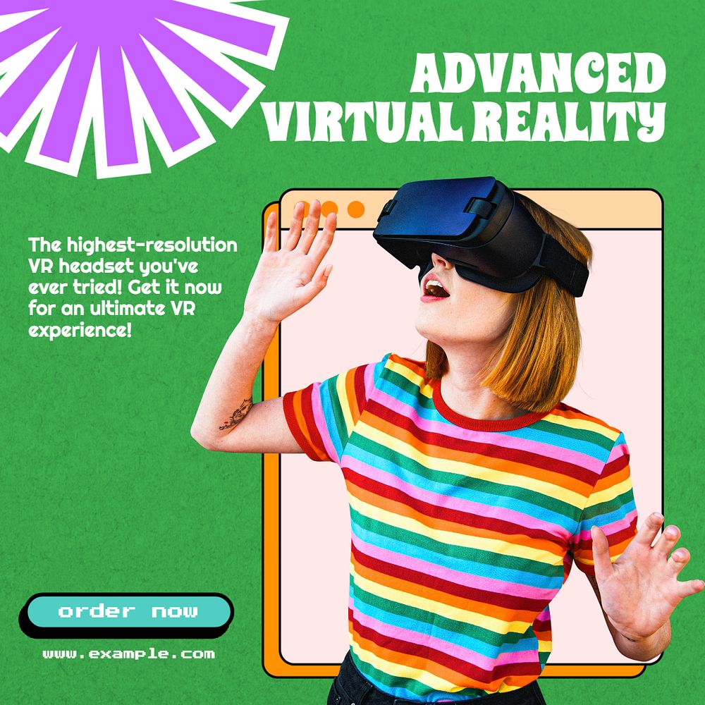 Advanced VR Instagram post template, editable text