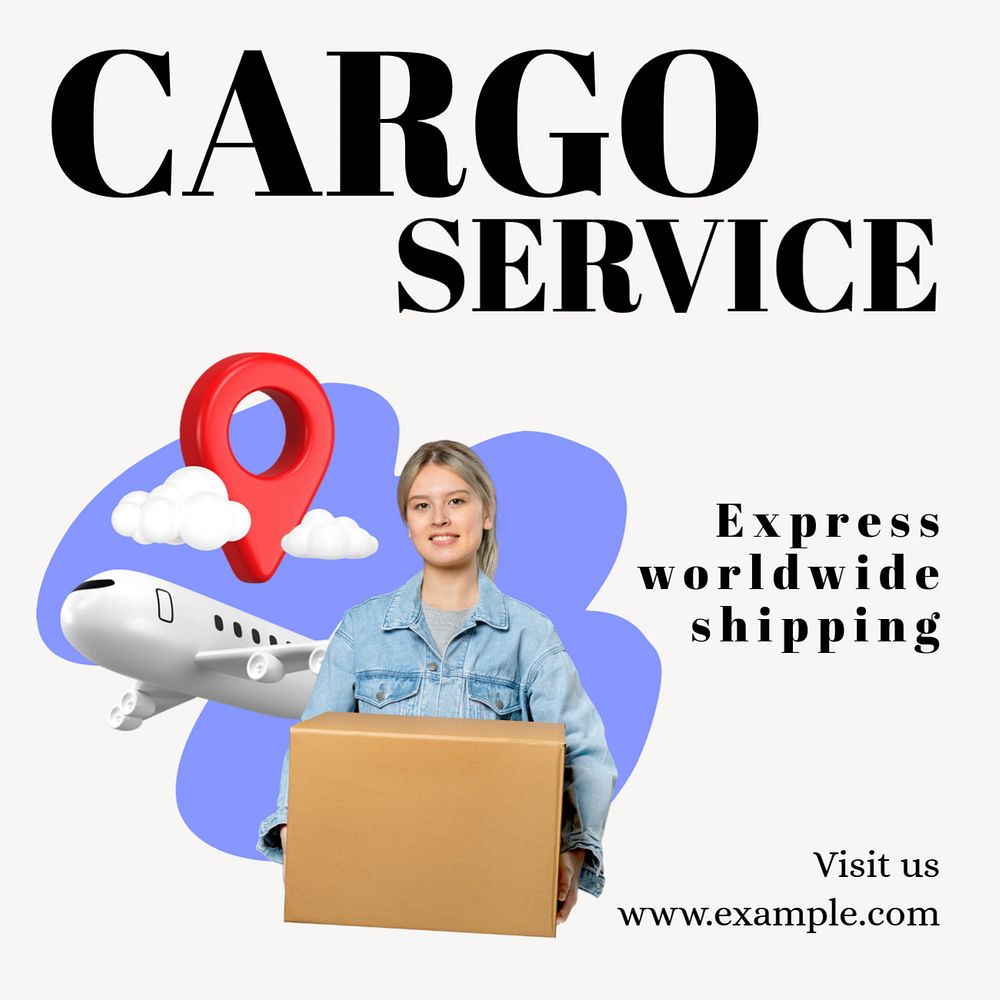 Cargo service Instagram post template, editable text