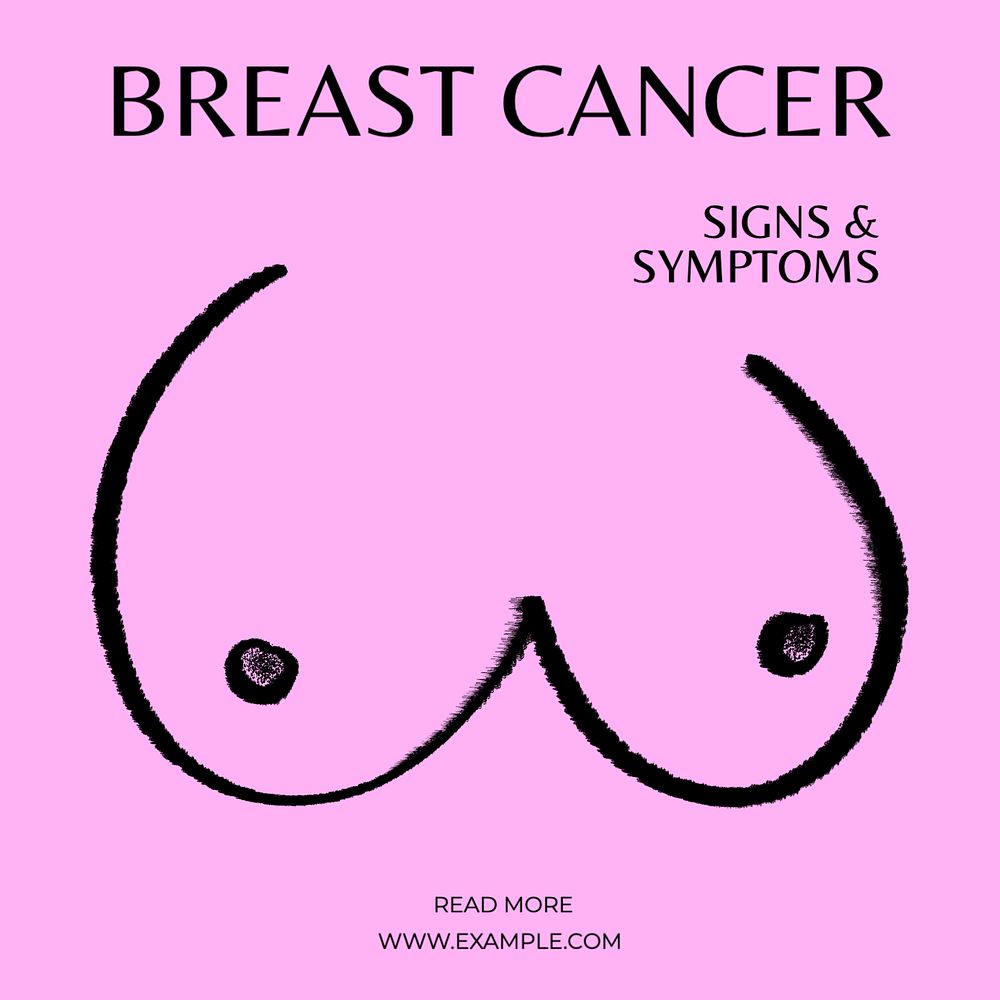 Breast cancer Instagram post template, editable text