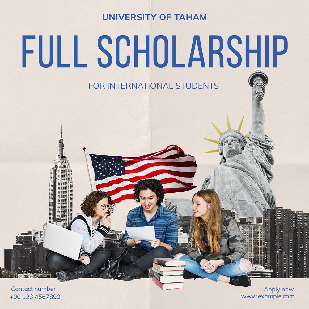 Full scholarship Instagram post template, editable text