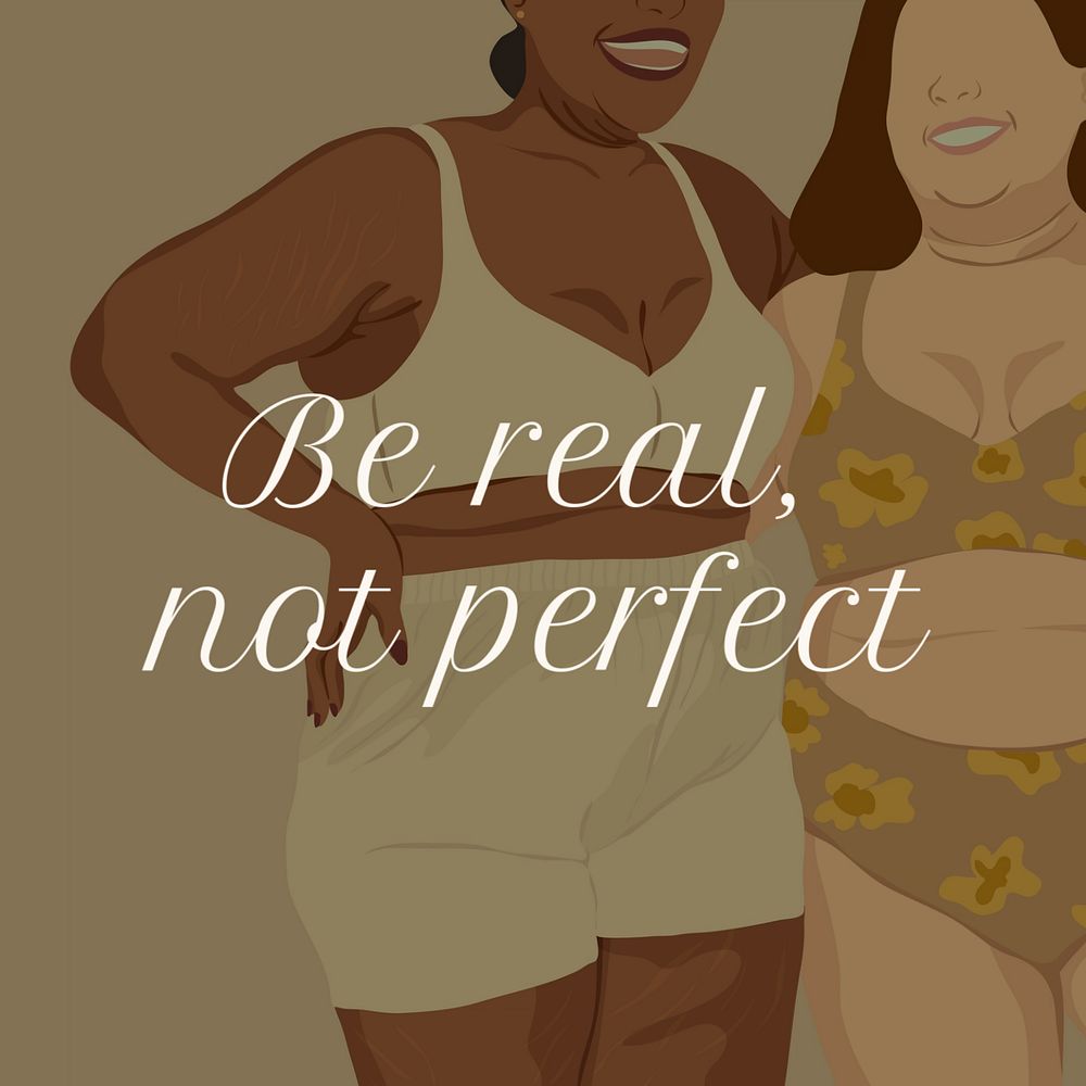 Be real, not perfect Instagram post template, editable text