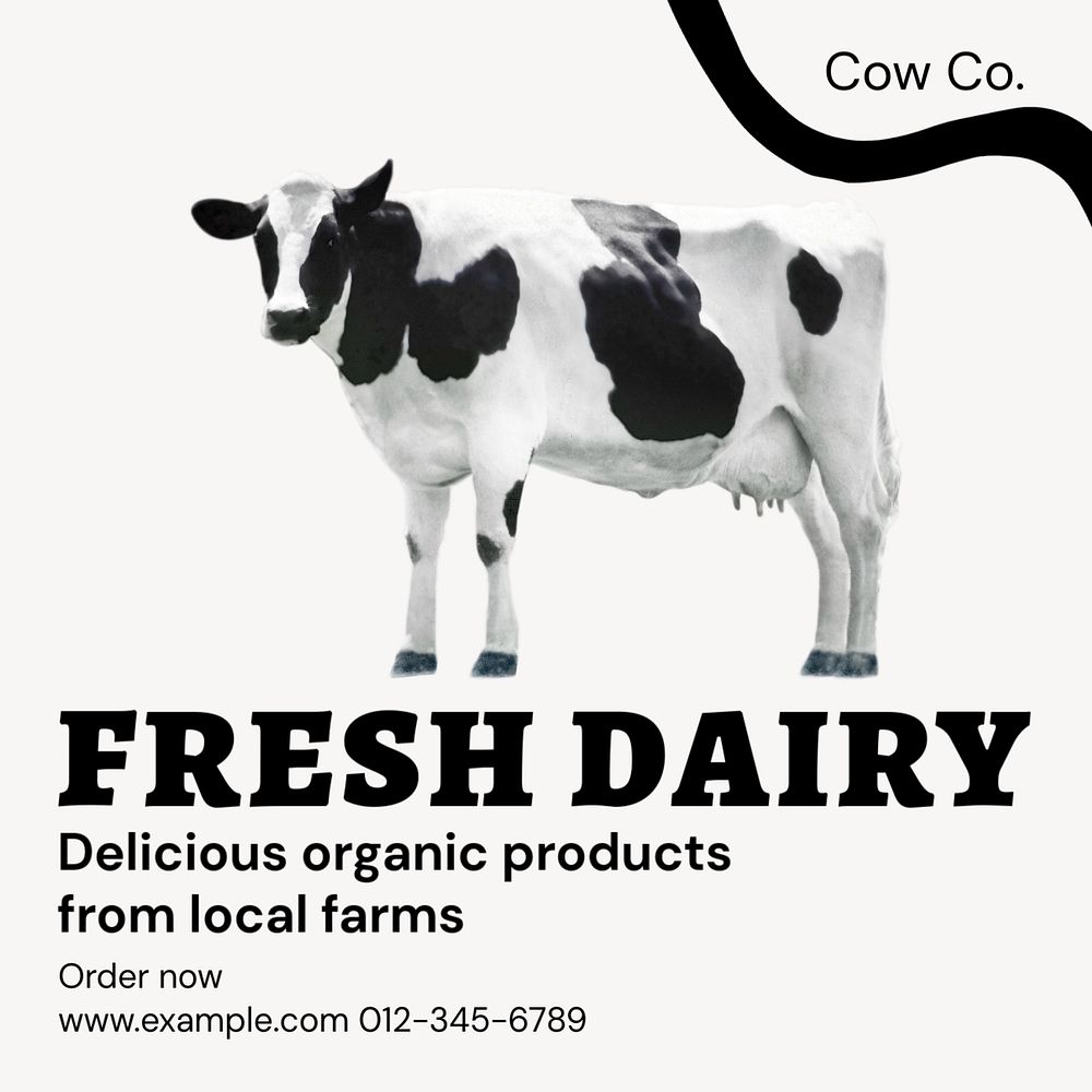 Fresh dairy products Instagram post template, editable text