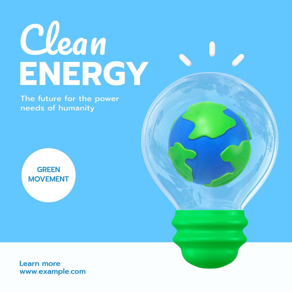 Clean energy Instagram post template, editable text