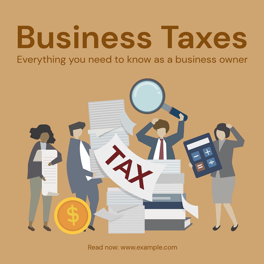 Business tax Instagram post template, editable text