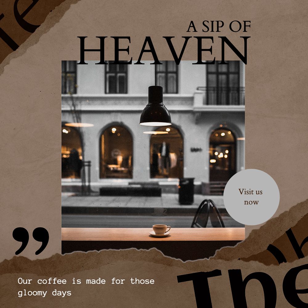 Coffee shop Instagram post template, editable design