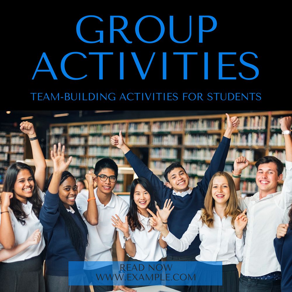 Group activities Instagram post template, editable text