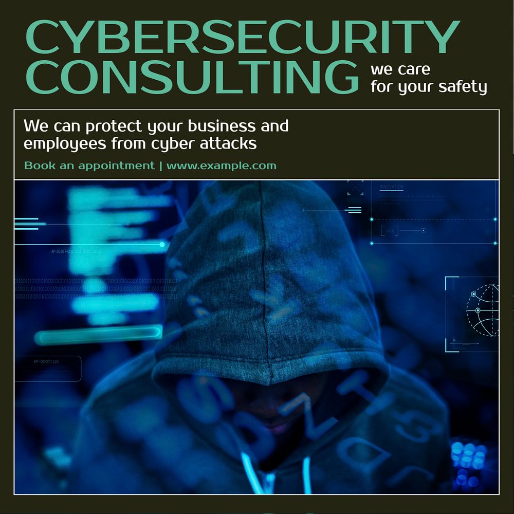 Cybersecurity consulting Instagram post template, editable text