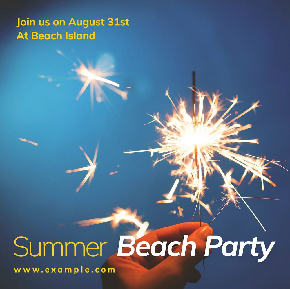 Beach party Instagram post template, editable text