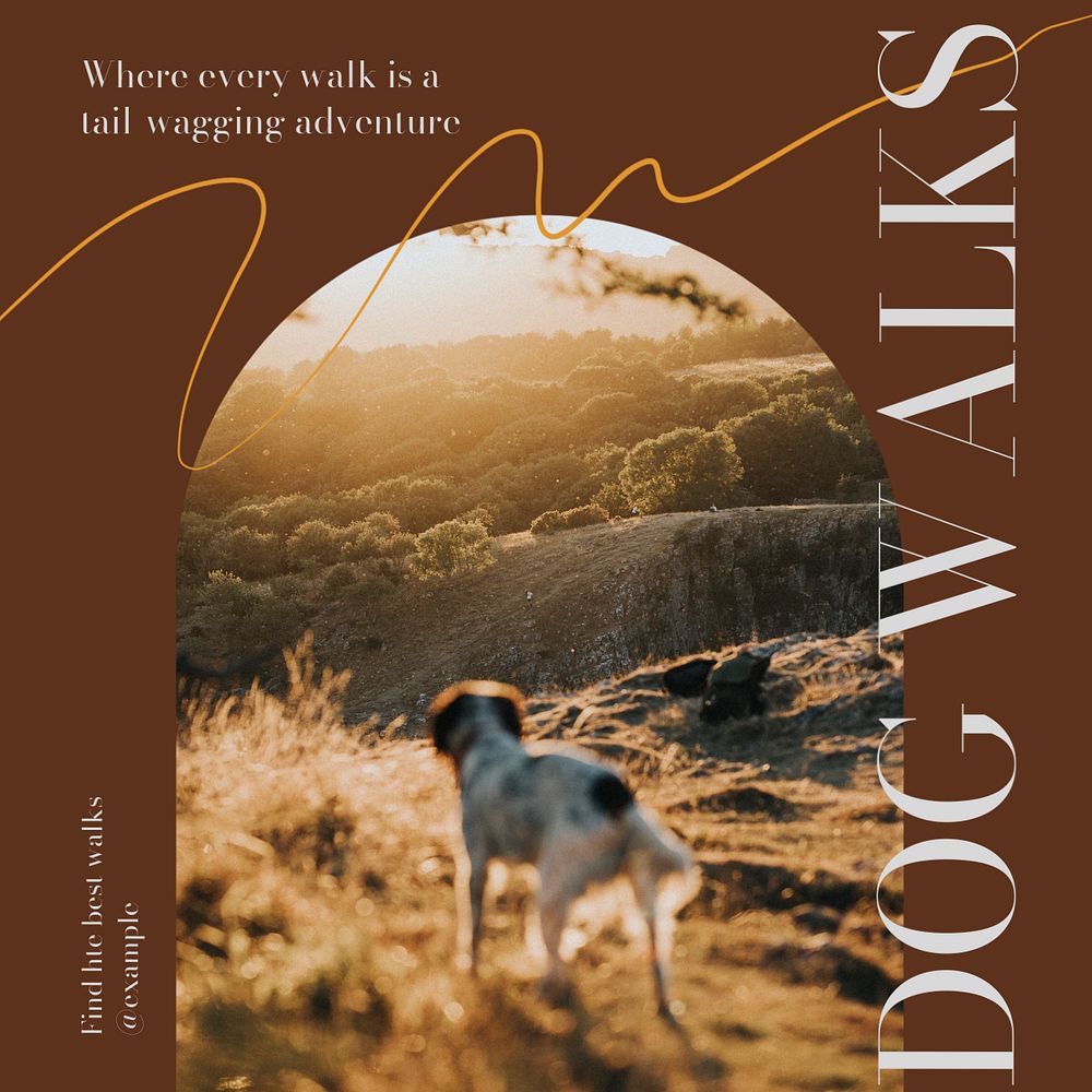 Dog walks Instagram post template, editable design