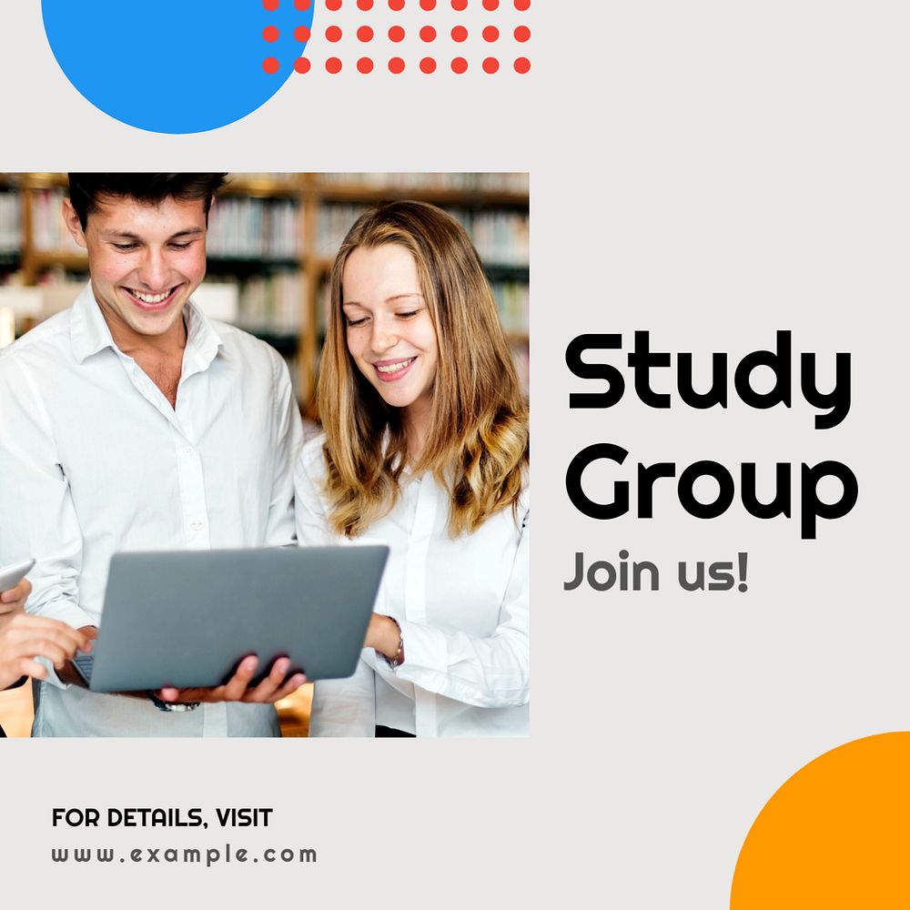 Study group Instagram post template, editable text