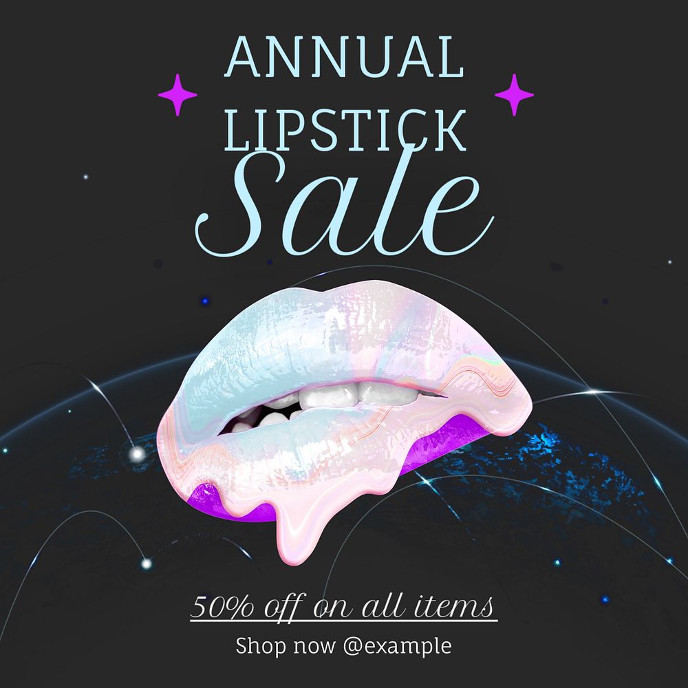 Annual lipstick sale Instagram post template, editable text