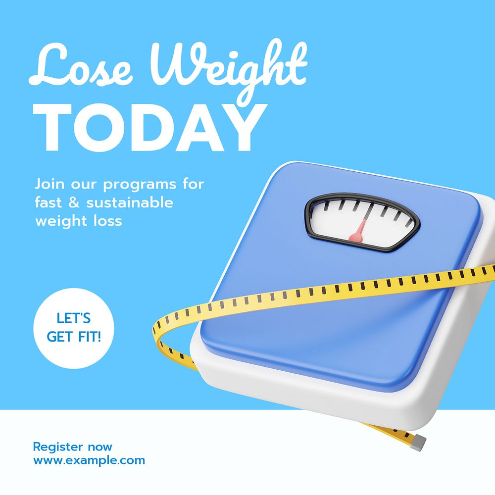 Weight loss Instagram post template, editable text