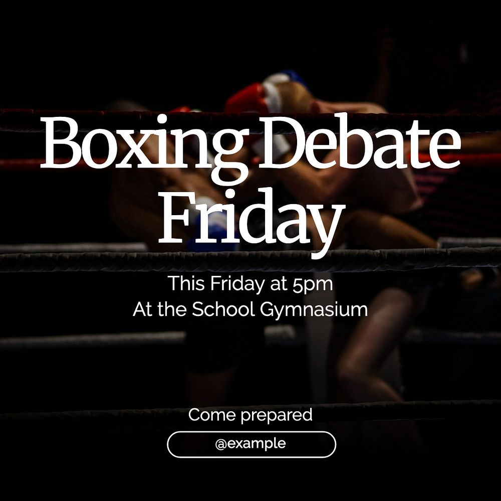 Boxing debate Instagram post template, editable text