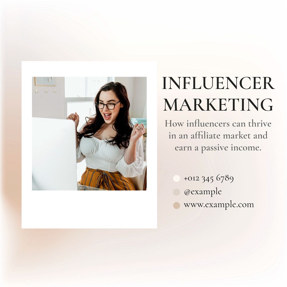 Influencer marketing Instagram post template, editable text