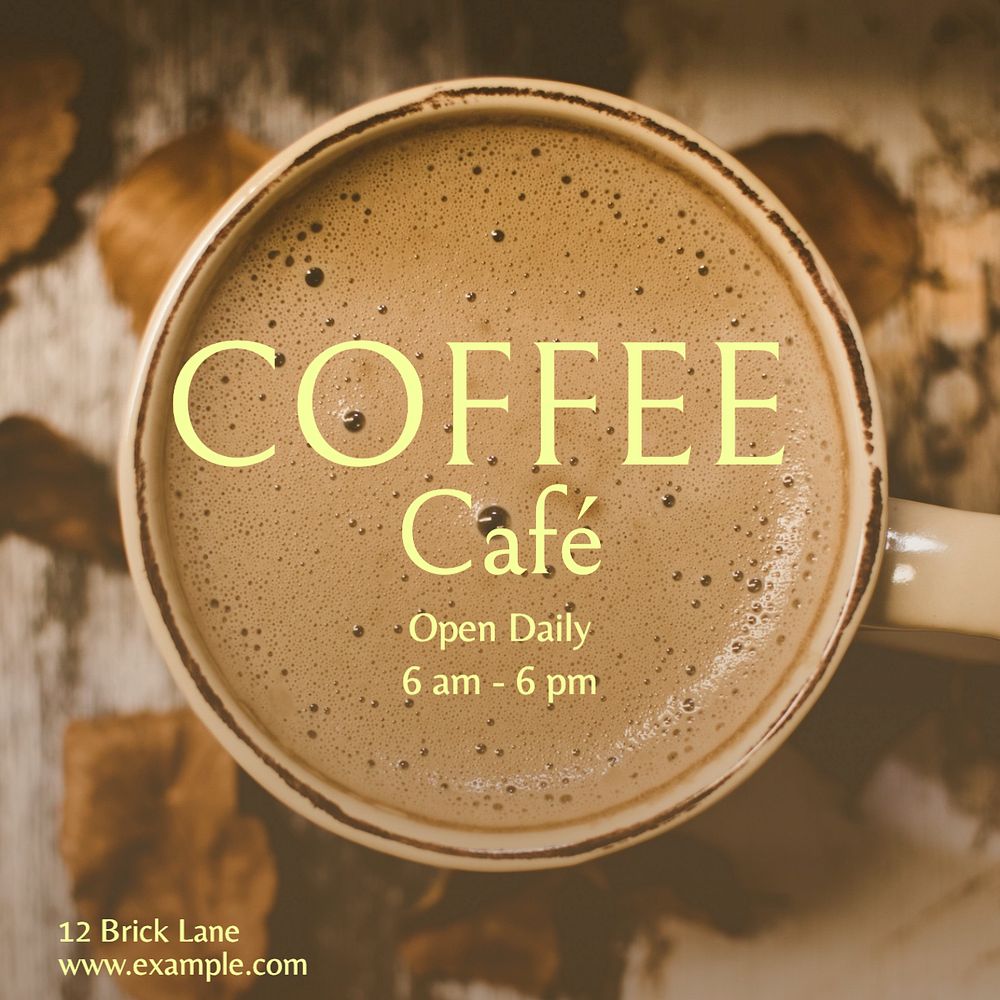 Coffee cafe Instagram post template, editable text