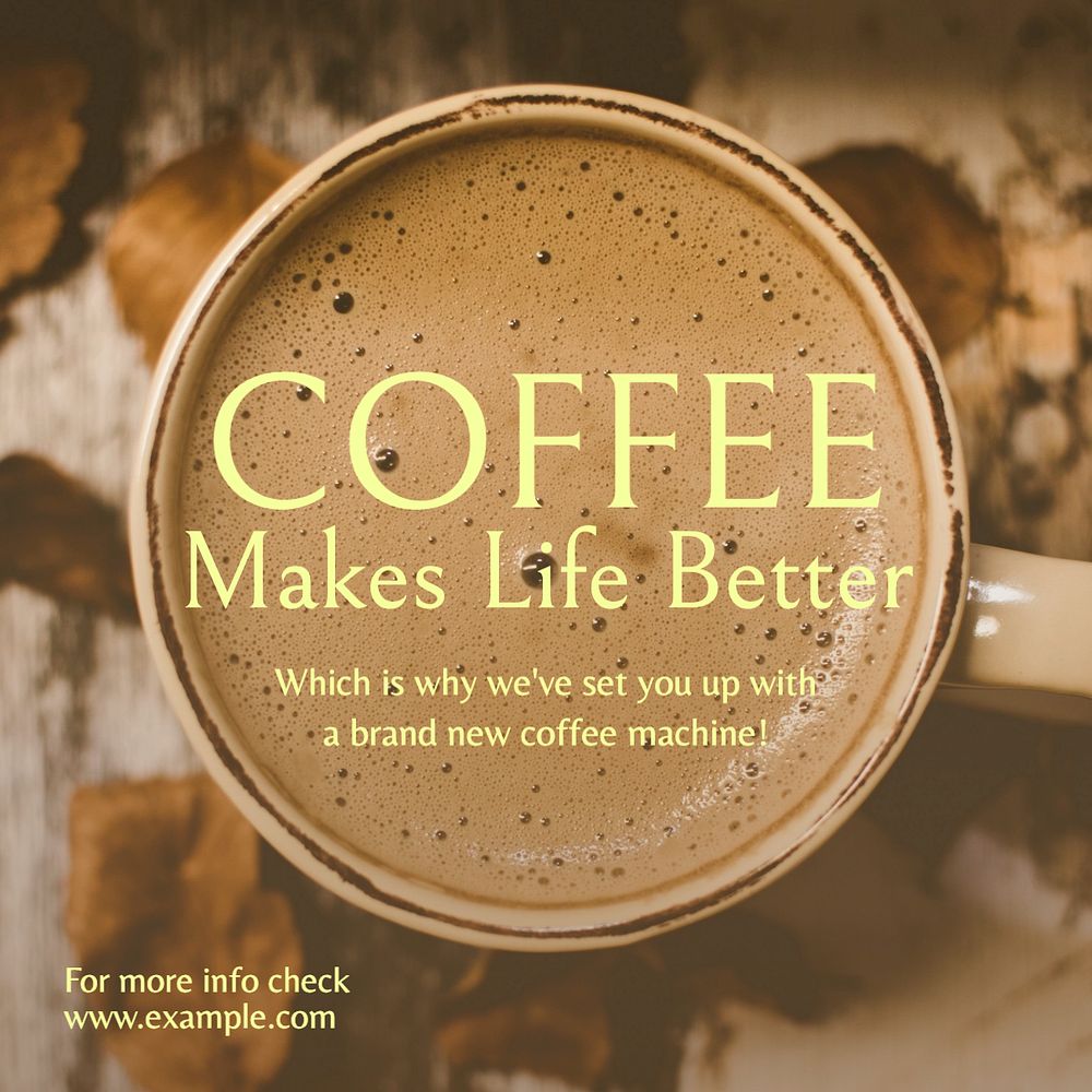 Coffee machine Instagram post template, editable text