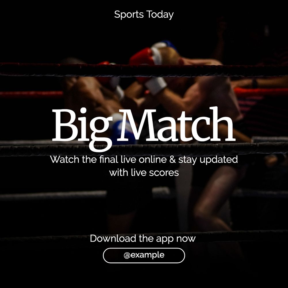 Live big match Instagram post template, editable text