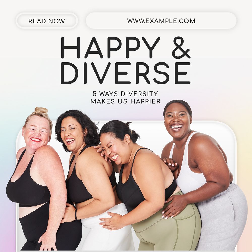 Happy & diverse Instagram post template, editable text