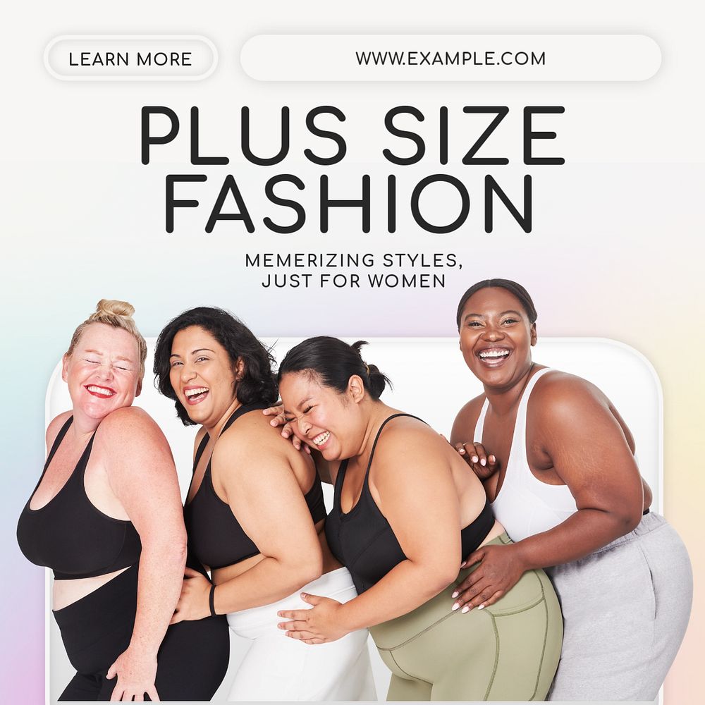 Plus size fashion Instagram post template, editable text