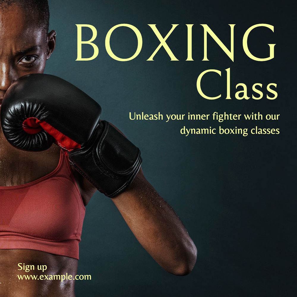 Boxing class Instagram post template, editable text