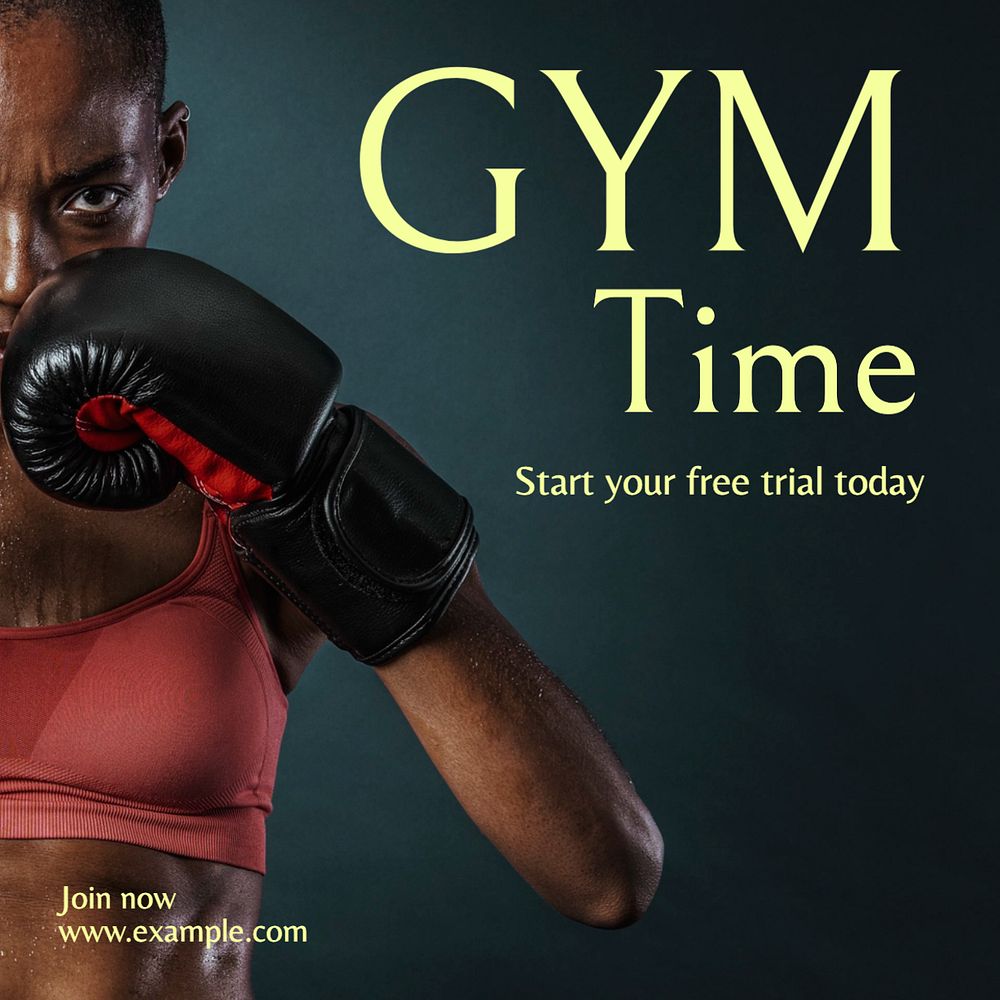 Gym time Instagram post template, editable text