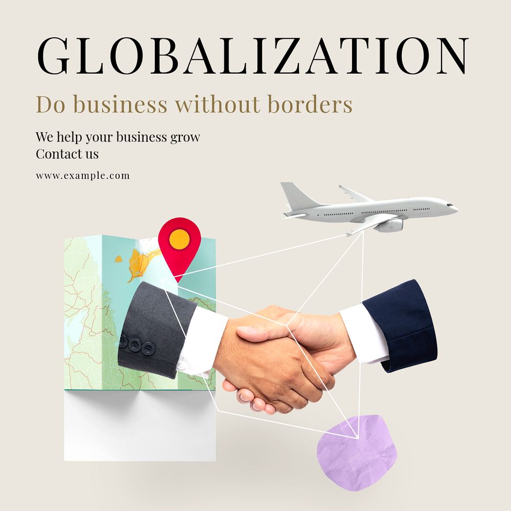 Globalization & business Instagram post template, editable text