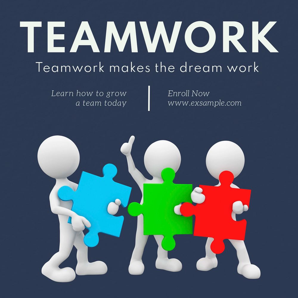 Teamwork class Instagram post template, editable text