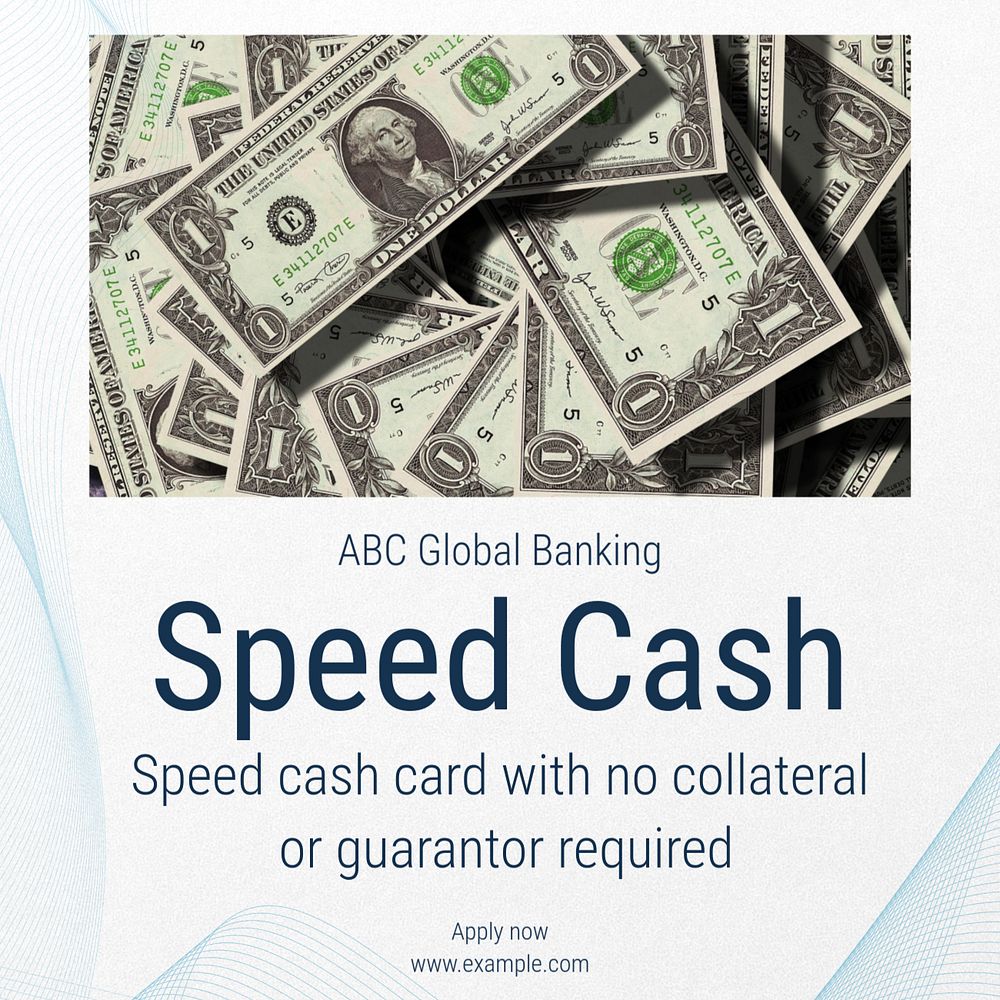 Speed cash Instagram post template, editable text